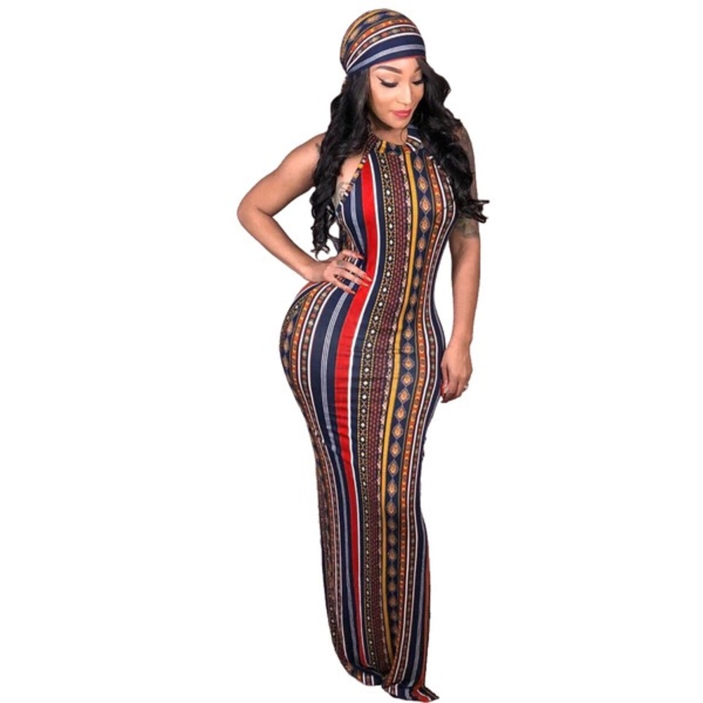 Bohemian fitted halter dress